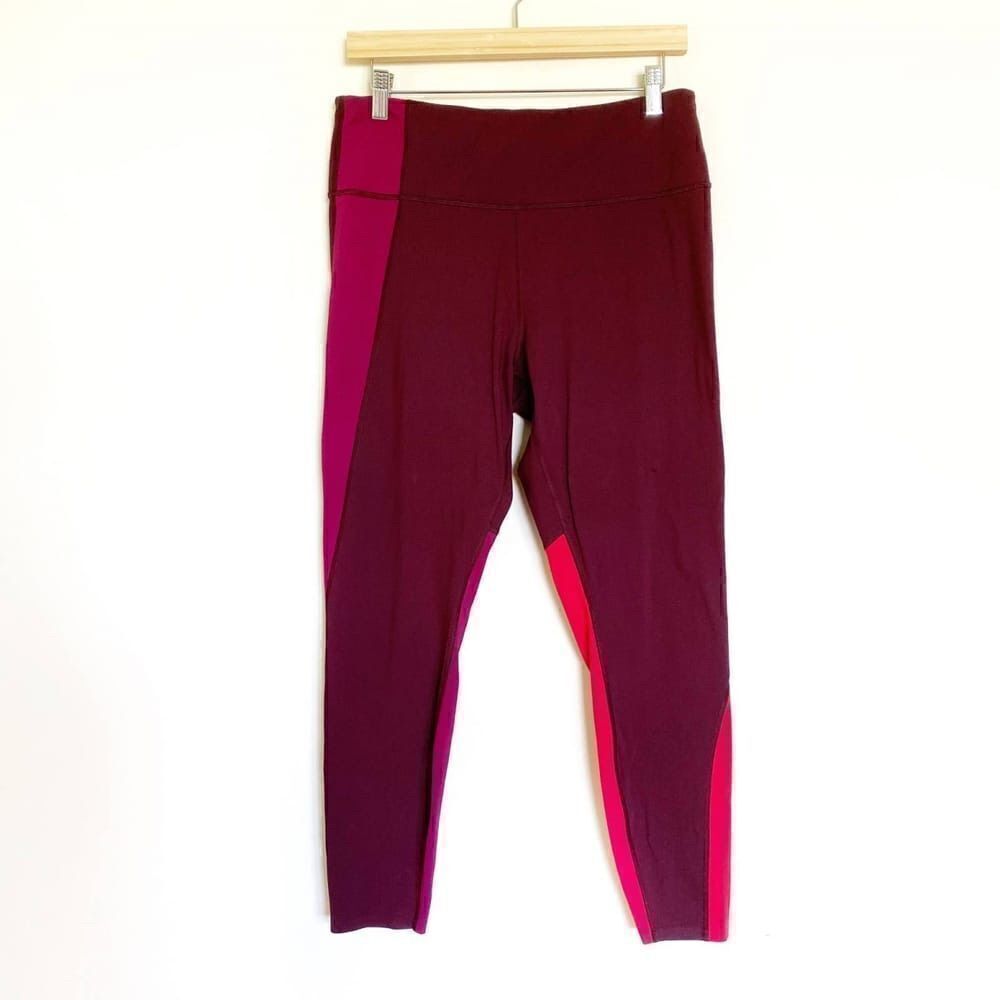 NEW ATHLETA Maroon Color Block Leggings - Picture 3 of 3